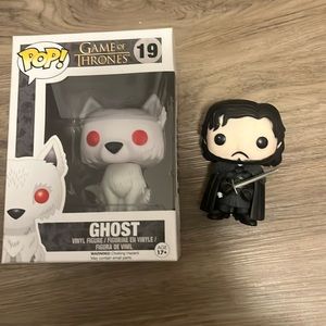 Ghost and Jon Snow pop figures